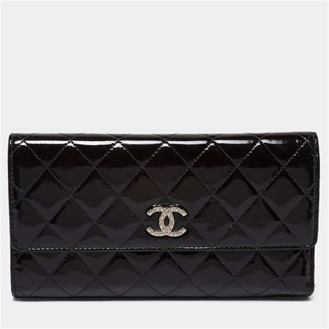 chanel black patent leather wallet|chanel leather wallets for women.